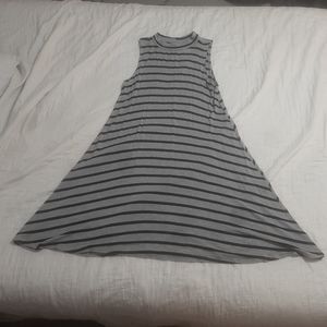 Derek Heart Gray and Black Striped Dress; Size 14, Knee Length